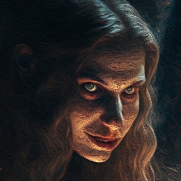 8x8 Witches‎ Around Fire Dark Ritual Fantasy Art Watercolor Oil Painting Print - Picture 5 of 6